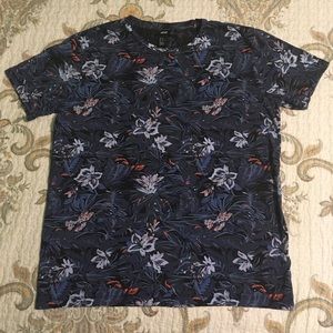 Mens H&M Short Sleeve T-Shirt Blue Floral